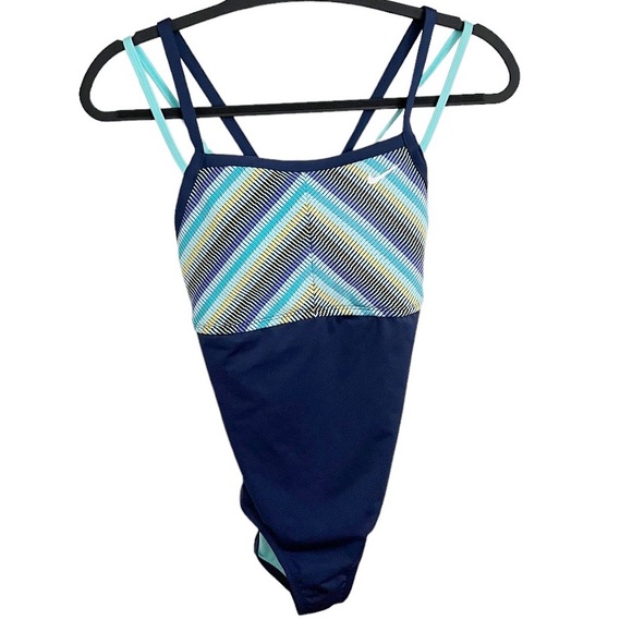 Nike Striped Double Crossback One-Piece Swimsuit M - Picture 4 of 15